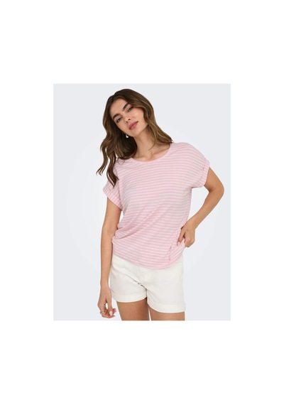 Jack & Jones Only Kadın 15206243 Onlmoster Strıpe S/s O-neck Top Jrs Noos Pembe