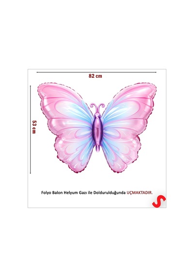 Balon-folyo-82x53 Cm-kelebek- Pembe/mavi Çok Renkli