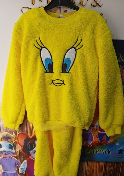 Çocuk Peluş Eşofman Takımı Civciv Peluş Sarı
