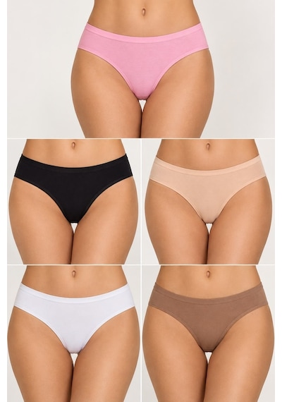 Lüx Drm Bayan Bambu Yüksel Bel Bikini Külot 5 Adet 2014 Ten
