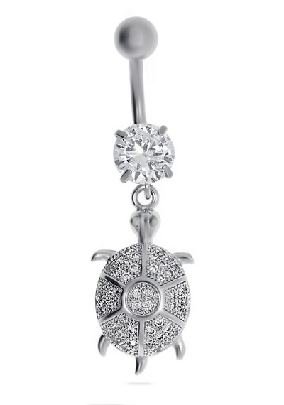 Kadın Kaplumbağa Model Çelik Piercing Gümüş