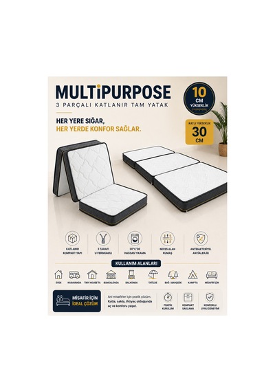 Purpose Tek Kişilik 10 Cm Katlanır Sünger Yatak Yer Ve Misafir Yatağı, Şilte Ve Minder Karavan, Kamp, Çadır Ve Araç İçi 24 Dns Orta Sert Sünger Fermuarlı Çıkarılabilir Kılıf Purpose Tek Kişilik 10 Cm Katlanır Sünger Yatak Yer Ve Misafir Yatağı, Şilte Ve Minder Karavan, Kamp, Çadır Ve Araç İçi 24 Dns Orta Sert Sünger Fermuarlı Çıkarılabilir Kılıf