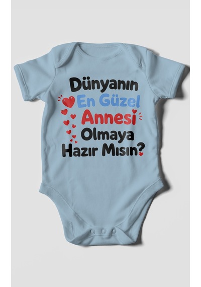 Morivokids Anneye Özel Kısa Kollu Bebek Body %100 Pamuk Zbn177-kk Bebe Mavisi