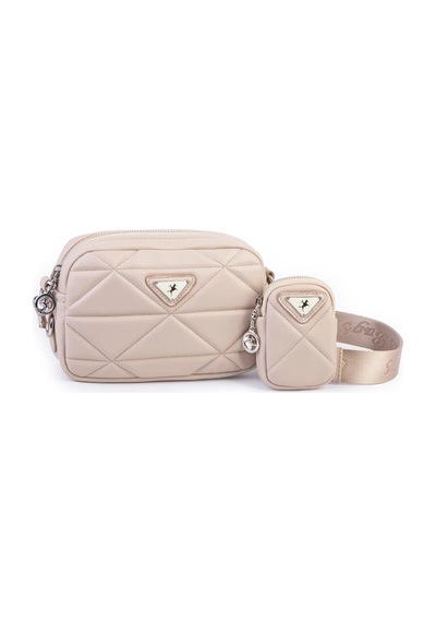 Nas Bag Kadın Mini Spor Kapitone Mini Cüzdanlı Çapraz Çanta Kum Kum - Bej