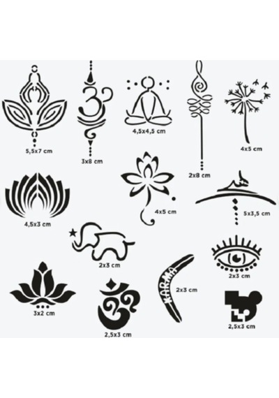 One Spray Tattoo City Pack - Goa Stencil Set 7 Designs Diğer