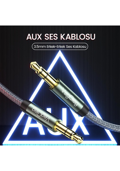 3.5mm Jack Trs Hi-fi Örgülü Aux Ses Kablosu 2 Metre