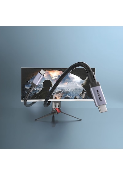 Qgeem Qg03 Type-c To Type-c Pd 40g 8k 60hz Data Kablosu Ve Çevirici 240w 2m Gri