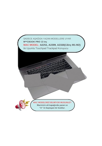 Laptop Kaplama 13 Inç M1-m2 Trackpad A2251 A2289 A2338 İle Uyumlu Gümüş