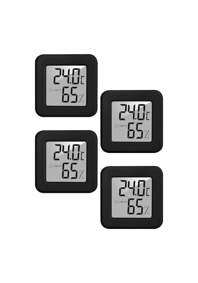 4 Adet Mini Sıcaklık Nem Ölçer Lcd Ekran Oda Termometre Duvara Takılabilen Masaüstü Higrometre Siyah