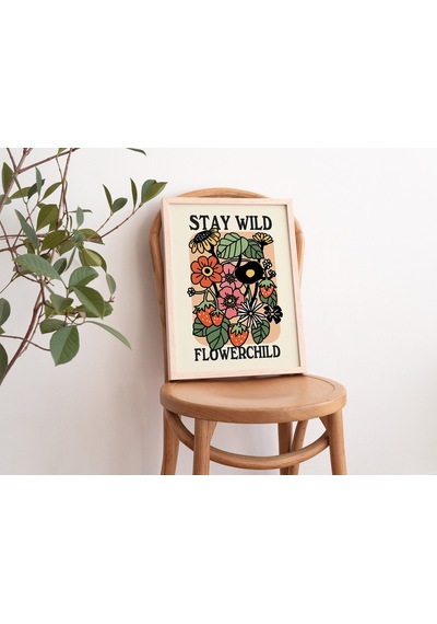 Retro Vahşi Çiçek Posteri, Botanik Baskı, Çiçek Pazarı Posteri, Çiçek Baskısı
