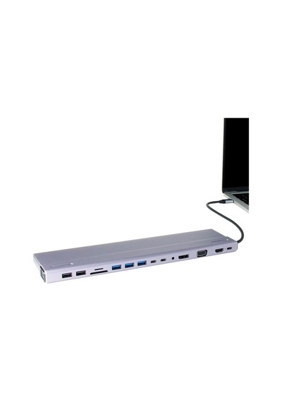 Vcom Cu4703 Type-c To Usb3.0-3+usb2.0-2+vga+rj45+sd+tf+audio+hdmı+dp+usb-c Data-2+usb-c Çoklayıcı