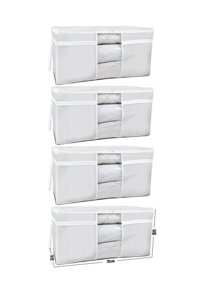 Esti 4 Adet - Pencereli Yastık Yorgan Hurcu Mega 75 X 40 X 40 Cm Gri Çizgili