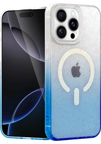 Gld-spt- Newface Apple Uyumlu iPhone 14 Pro Max Pummel Shiny Magsafe Kapak - Mavi