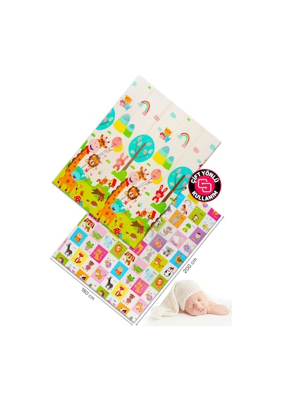 Neşeli Zürafa +Animals Katlanabilir Oyun Halısı -eEstra Large - 180x200x1 Cm-Taşıma Çantası Yanında