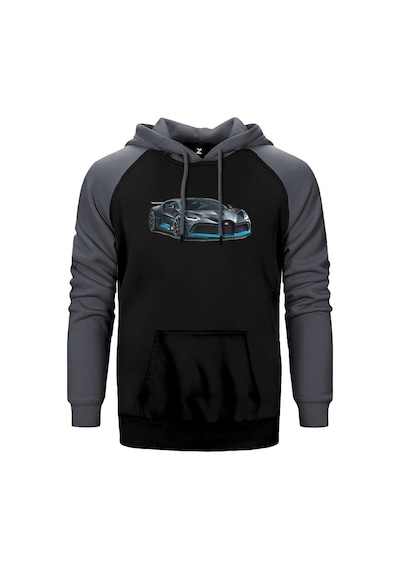 Bugati Car Gri Renk Reglan Kol Kapşonlu Sweatshirt Gri