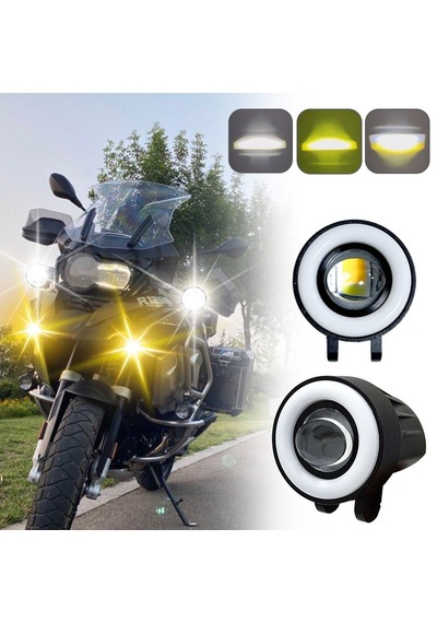 Space Offroad Sis Lambası Sarı-beyaz 7 Renk Gündüz Ledli Dönerli Set 12-60v / Lass372