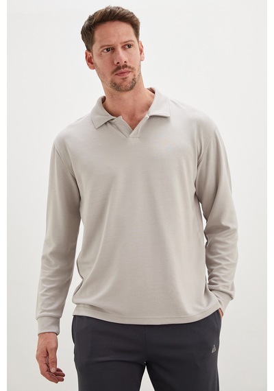 Fullamoda Basic Apaş Yaka Modal Sweatshirt Gri