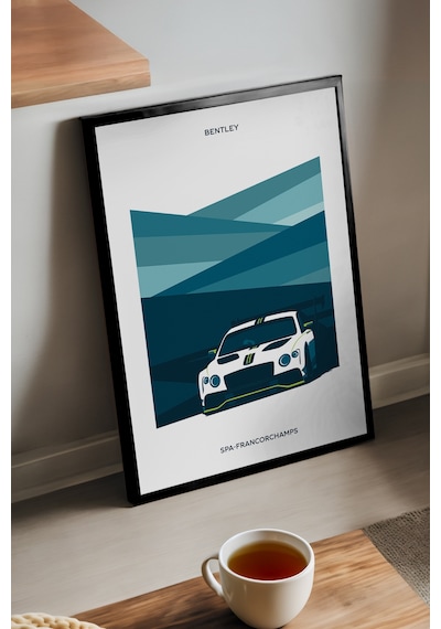 Bentley Siyah Ahşap Çerçeveli Poster, Spor Araba Duvar Tablosu
