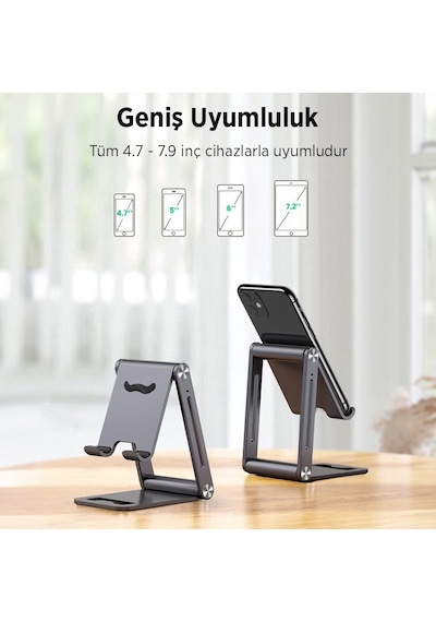 Juo Alüminyum Katlanabilir Metal Masaüstü Telefon Tutucu Standı Uzay Grisi -