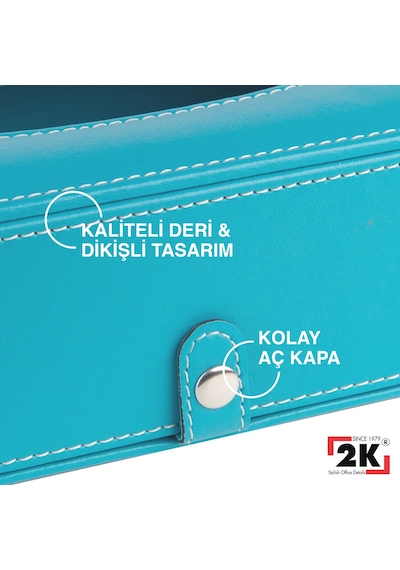 2k Suni Deri Peçetelik Mendil Kutusu 13 24 6 Cm. Turkuaz Turkuaz