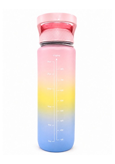 Motivasyon Su Matarası 1100 Ml Zaman Çizelgeli Sızdırmaz Kilitli Taşıma İpli Spor Matara pembe