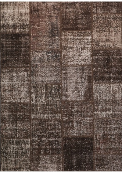 Patchwork El Dokuma Antik Anadolu Halısı Earth Kahverengi