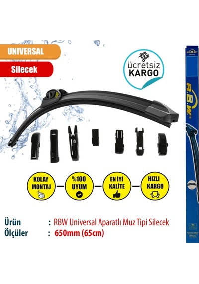 65cm 650mm Muz Tipi 8 Aparatlı Silecek Universal