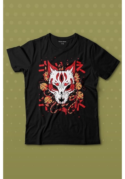 Kendim Seçtim Kitsune Mask Japanese Japon Kültür Baskılı Tişört Çocuk T-shirt 001