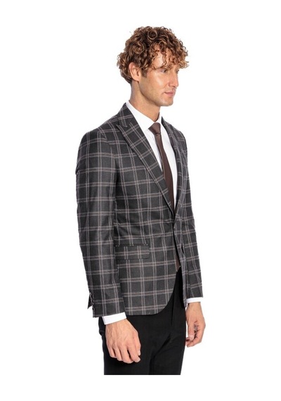 Wessi Slim Fit Sivri Yaka Siyah Erkek Ceket 001