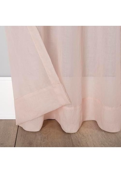 No. 918 Tayla Ezilmiş Doku Yarı Şeffaf Çubuk Cep Perde Paneli, 127 Cm X 213 Cm, Pembe 50 x 22