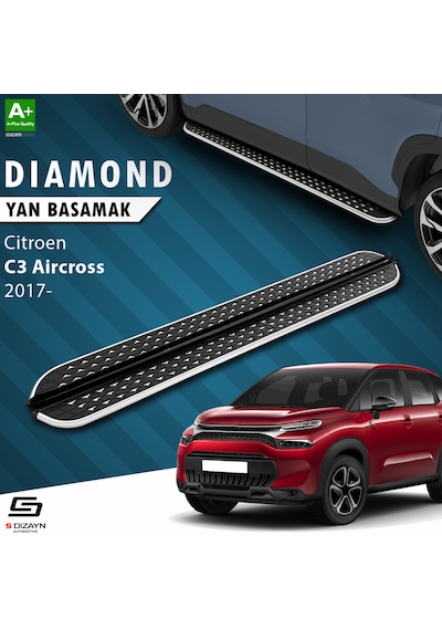 S-dizayn Citroen C3 Aircross Diamond Krom Yan Basamak 183 Cm 2017 Üzeri A+ Kalite