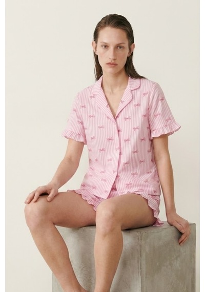 Kadın Relaxed Lastikli Pembe Pijama Takımı