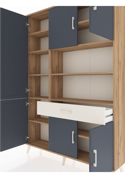 Arges Dolap 10 Raflı Tek Çekmeceli 6 Kapaklı 132x30x195 Çam-antrasit/aytaşı Antrasıt/aytası Arges Dolap 10 Raflı Tek Çekmeceli 6 Kapaklı 132x30x195 Çam-antrasit/aytaşı Antrasıt/aytası