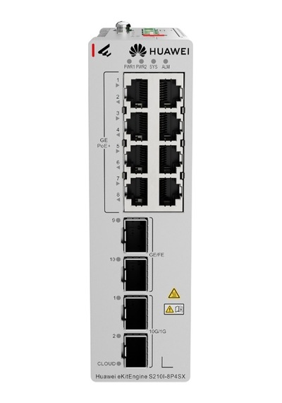 Huaweı Ekıtengıne S210ı-8p4sx 8 Port Gıgabıt+2x2.5gb 2x10g Sfp+ Cloud Yönetilebilir L2+ Endüstriyel