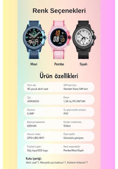 Wearfitpro D36 4G Sim Kartlı Akıllı Çocuk Saati (İthalatçı Garantili)