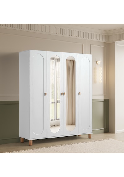 Pema Home Masal %100 Mdf Membran 4 Kapaklı Dolap Gardırop Beyaz