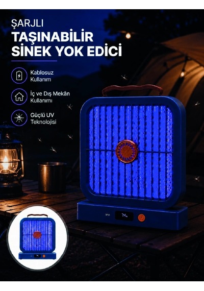 Hubrendy Tekno Elektrikli Sinek Öldürücü 365nm Uv Işıklı Masaüstü Cihaz Mavi Renk