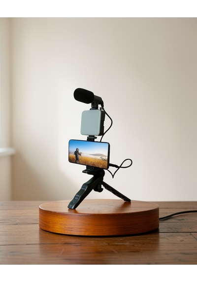 Telefon Tutucu Mini Mikrofonlu Tripod Vlog Video Çekim Standart