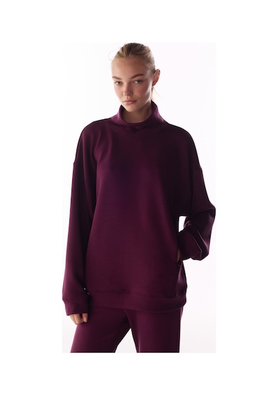 Penti Bordo İpeksi Dokunuş Silky Touch Rahat Yaka Sweatshirt