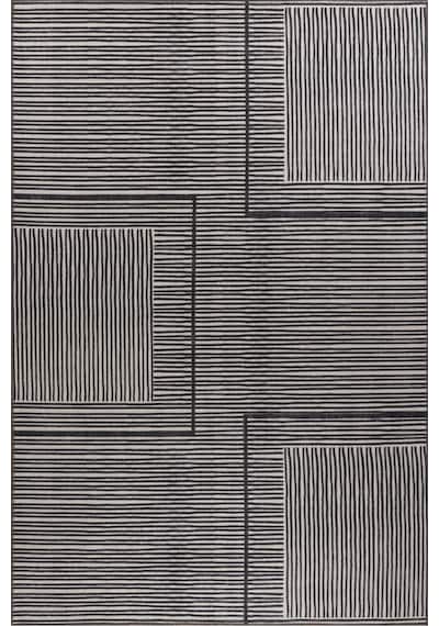 Foldy Modern Desenli Dokuma Taban Dekoratif Siyah Çizgili Halı Fl 47
