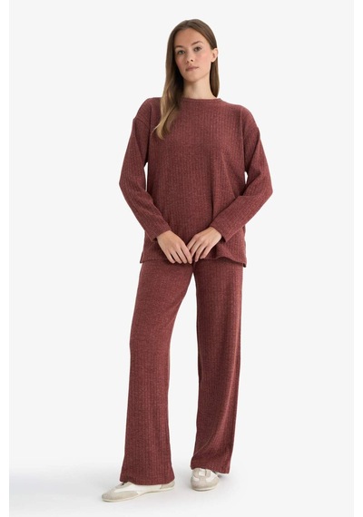 Defacto Straight Fit Düz Paça Selanik Kumaş Pantolon E9910ax25wnbr330 Bordo-br330