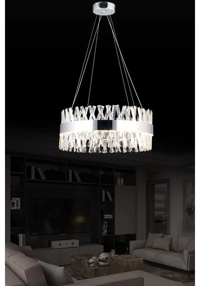 Roxy 60'lık Taşlı Sarkıt Led Avize 9692-t19-7t-hy Krom