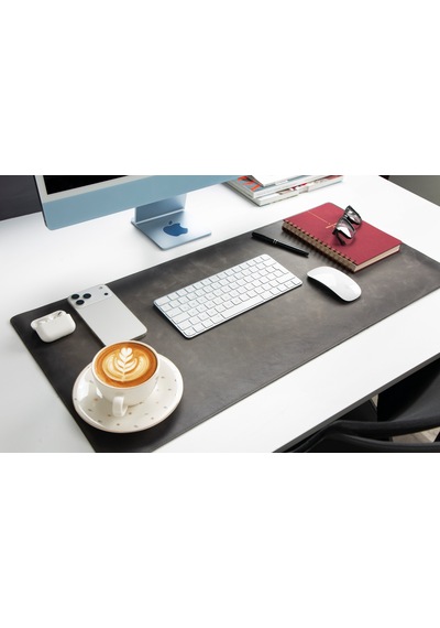 Atelier 91 Ash Gray Leather Desk Mat - Medium M