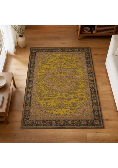 Kartela Halı Novi Halı Jüt Taban Dokuma Halı Hardal Sarısı - 80 X 120 Cm