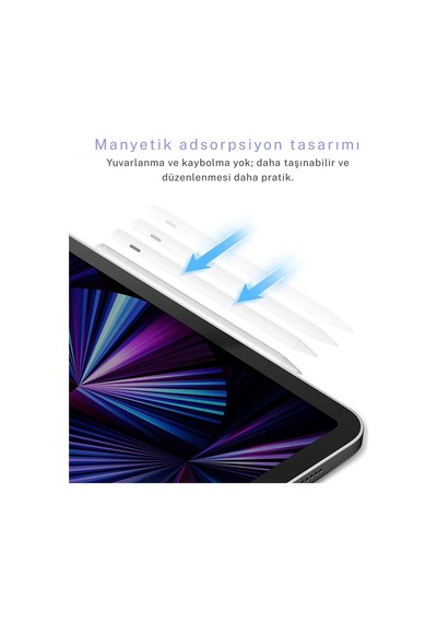 Apple Uyumlu iPad  Air 11 Avuç İçi Reddetmeli Bluetoothlu Dokunmatik Özel Çizim Ve Yazı Kalemi