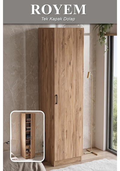 Royem Gardrop Elbise Dolabı Raflı Elbise Dolabı Çam