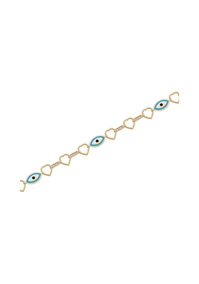 Diamond Line - Gülaylar - Sarı Altın 14 Ayar Nazar Boncuğu Bilekl Standart N11.21813 Sarı Altın