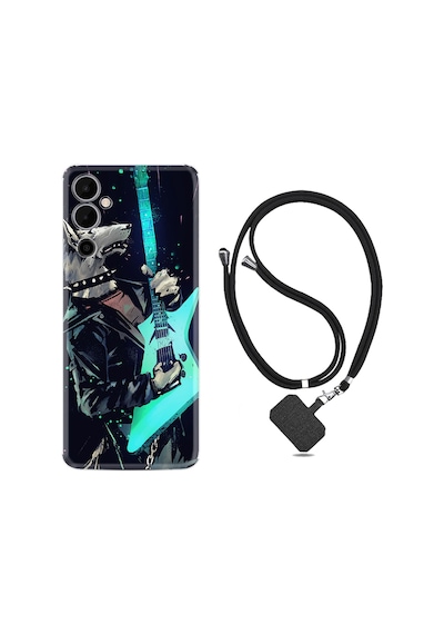 Tecno Pova 4 Kılıf Ipli Boyun Askılı Desenli Silikon Dog Guitar 1789