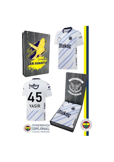 Fenerium Fenerbahçe 23/24 Lacivert Kişiye Özel Çocuk Forma Ahşap Kutulu 057 Beyaz