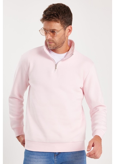 Tudors Unisex Relax Fit Rahat Kesim Pamuklu İçi Polarlı Yarım Fermuarlı Pembe Dik Yaka Sweatshirt-35170 Pembe Tudors Unisex Relax Fit Rahat Kesim Pamuklu İçi Polarlı Yarım Fermuarlı Pembe Dik Yaka Sweatshirt-35170 Pembe